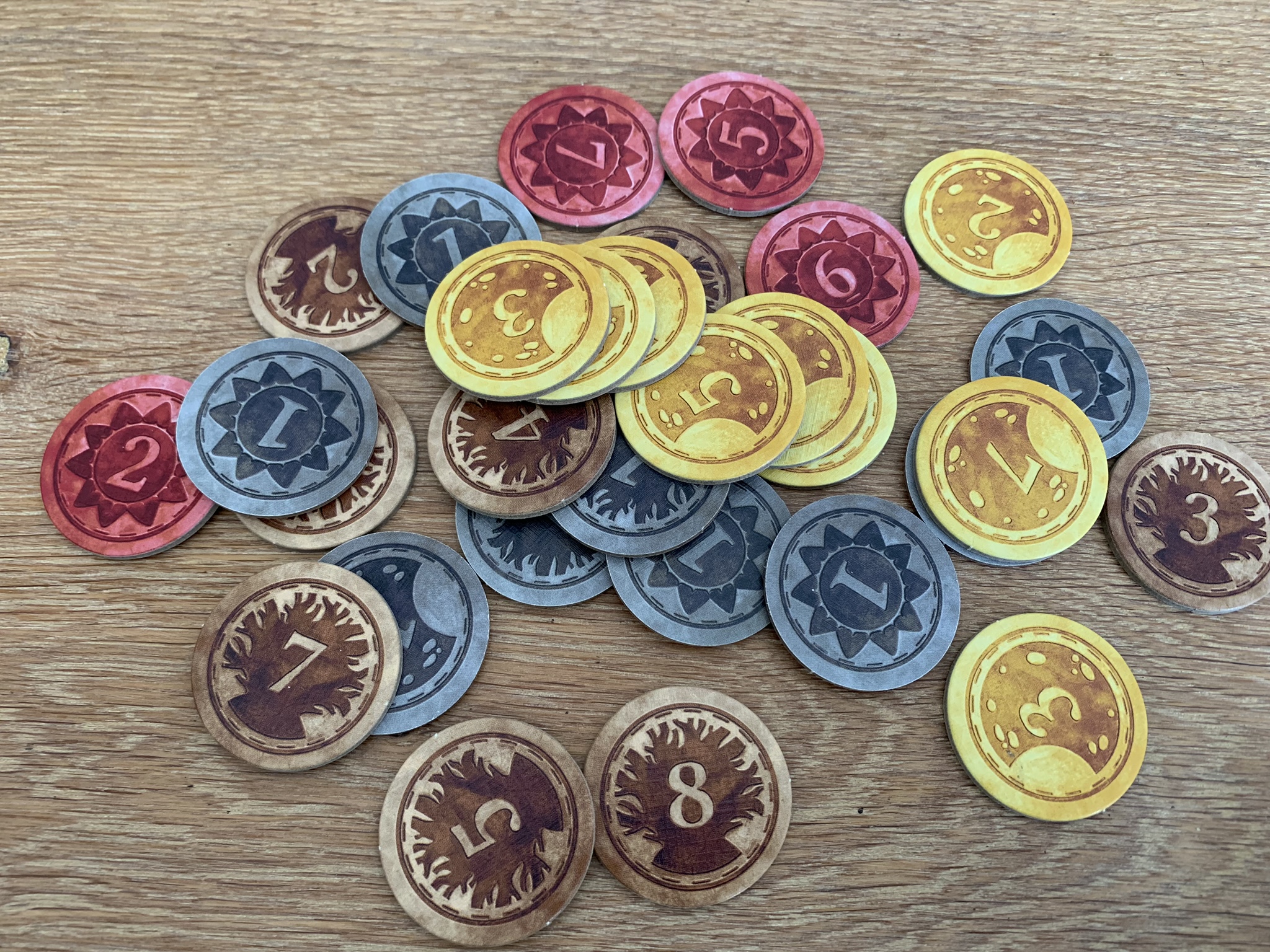 Point tokens - 3 colors with grey on the other side