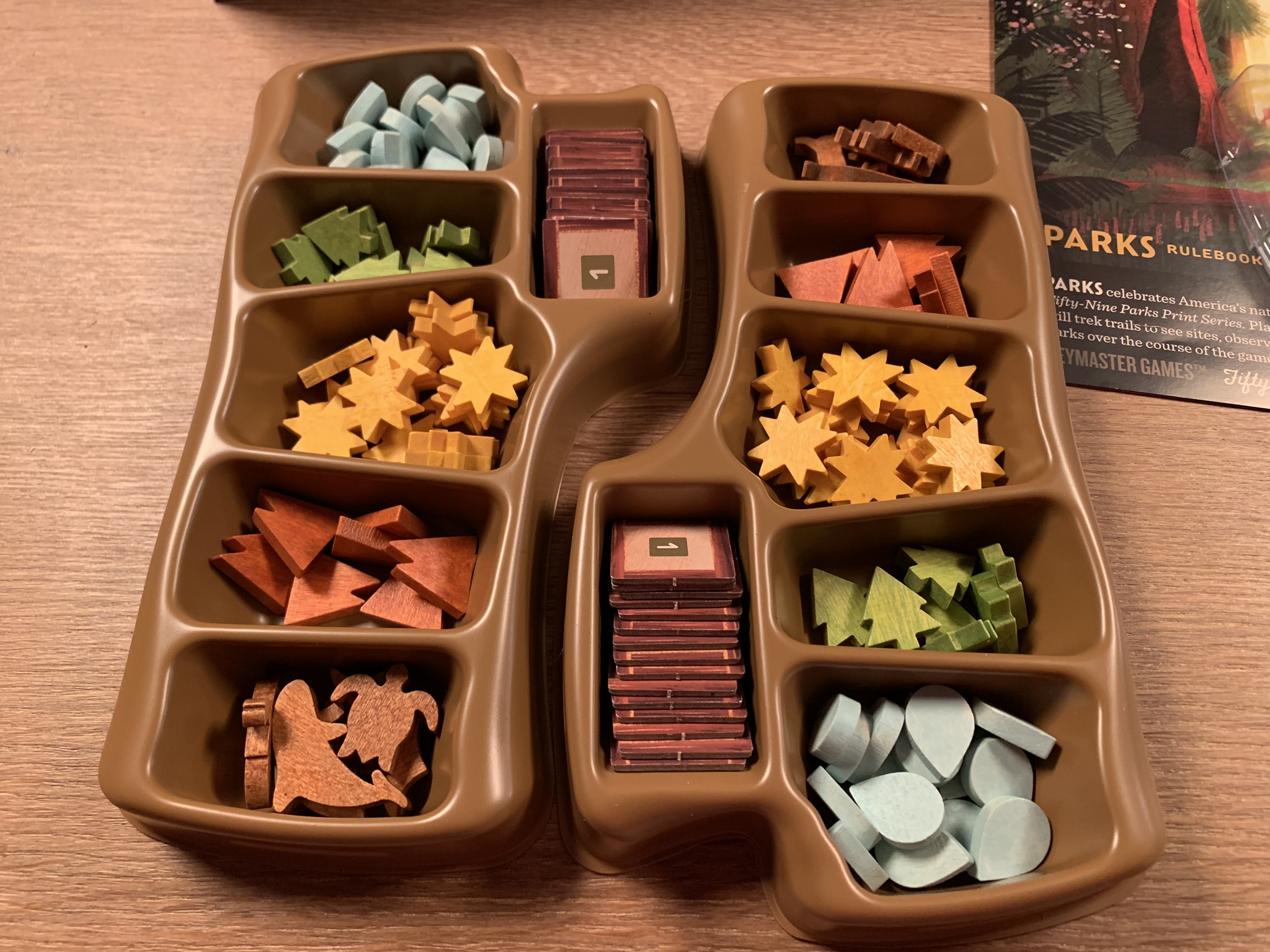 Beautiful and practical trays for tokens, used during game play